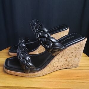 BCBGeneration 'Ulana' Wedge Sandal in Black Braid - Women's size 7